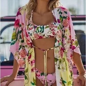 gorgeous FLORAL  high end short kimono PQ SWIM
